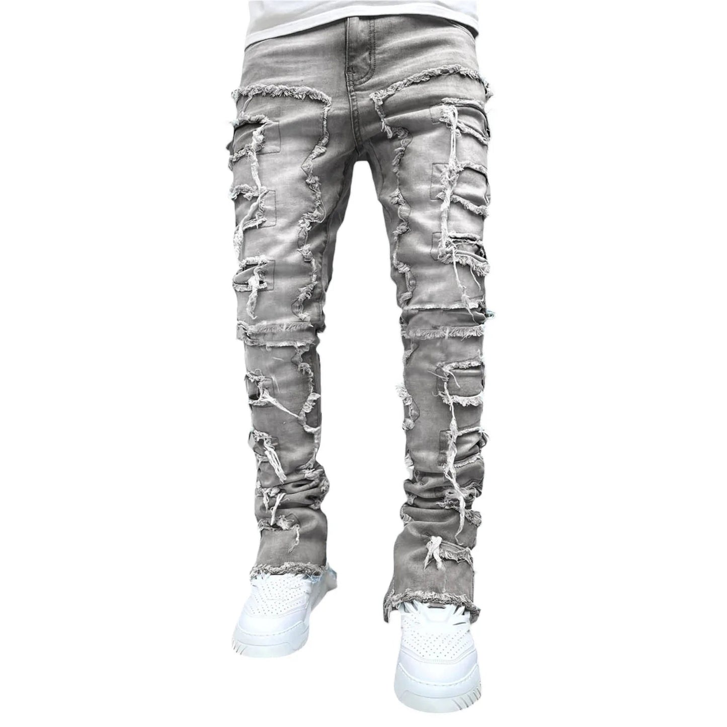 Key | Men's Slim Fit Distressed Ripped Jeans