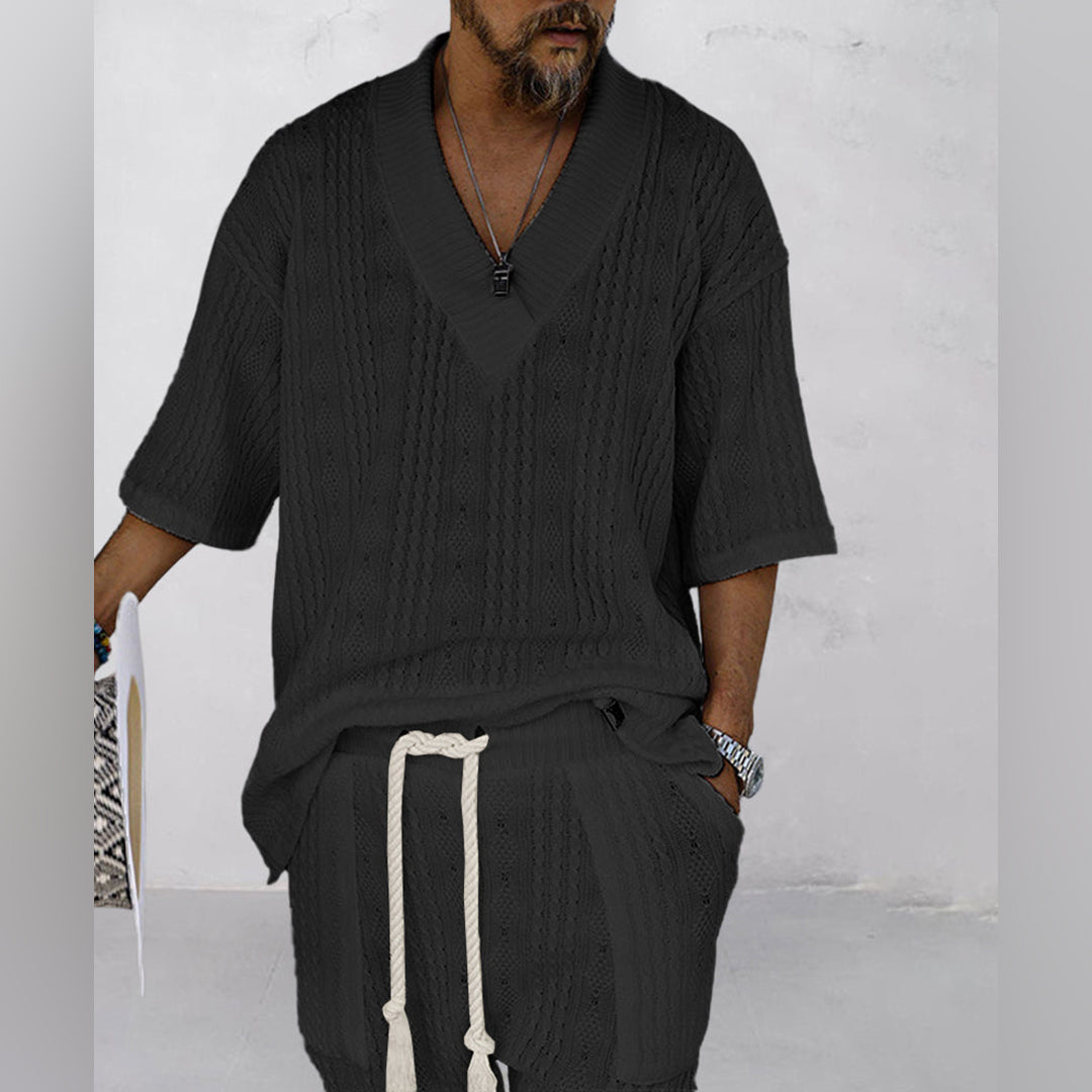 Joco | Men's Knit V-Neck & Shorts Set