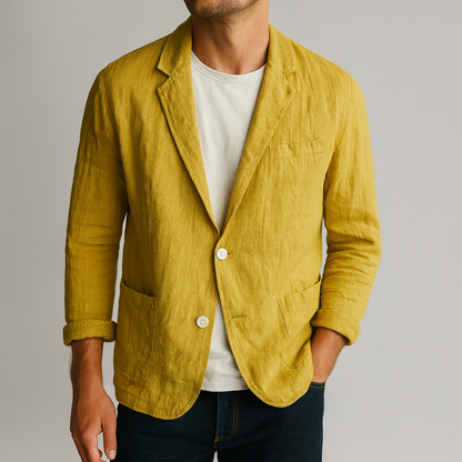 Cade | Men's Single-Breasted Linen Blend Summer Blazer